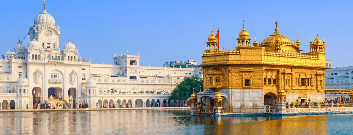 Stunning view of Harmandir Sahib Golden Temple in Amritsar, Punjab.