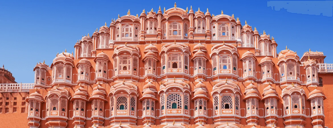 Hawa Mahal, the iconic pink sandstone palace and popular tourist attraction in Jaipur, Rajasthan.