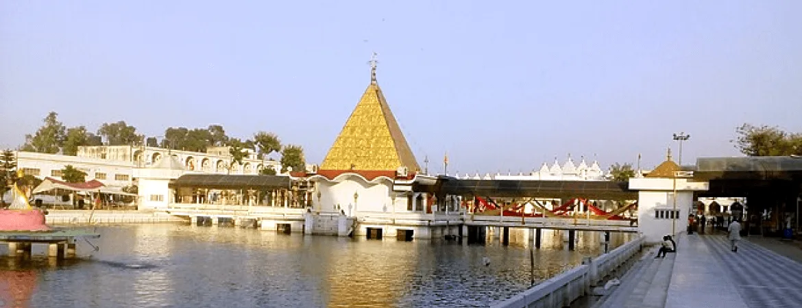 Devi Talab Mandir, a famous Hindu temple with a sacred pond in Jalandhar, Punjab, India.
